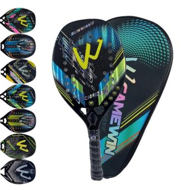 Imagem de Raquete Beach Tennis Carbono 3K Profissional Com Capa Protetora Leve e Equilibrada (Sunwave Azul)