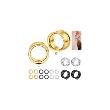 Imagem de Oyaface 6 peças, 00G, 10 mm, alargadores, túneis, várias cores, faça você mesmo, piercing de orelha, joias, expansor de orelha de aço inoxidável, dois alargadores, acessórios para mulheres e homens