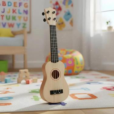 Imagem de 01 Mini Violão De Brinquedo Musical Infantil 4 Cordas Plástico Violãoz