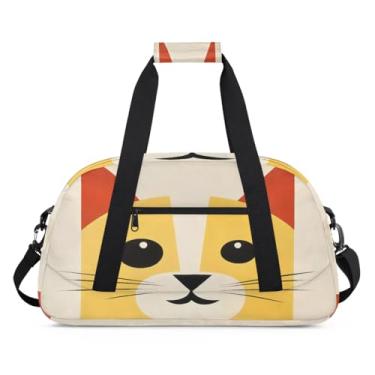 Imagem de Bolsa esportiva de gato, bonita, amarela, tamanho grande, impermeável, durável, dobrável, bolsa de festa do pijama, bolsa de treino para dança, balé, academia, ginástica, mala de viagem, presente