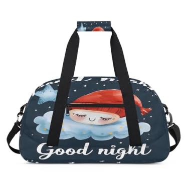 Imagem de Bolsa esportiva Good Night Stars, tamanho grande, impermeável, durável, dobrável, bolsa de festa do pijama, bolsa de treino para dança, balé, academia, ginástica, bolsa de viagem, presente