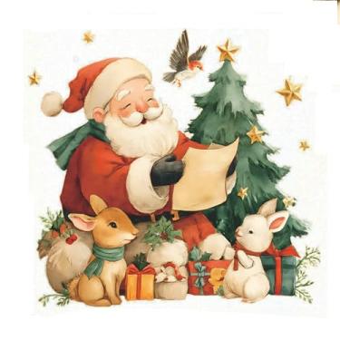 Imagem de HuGei Adesivos de parede de Natal, adesivos de festa de inverno, faça você mesmo, Papai Noel conta histórias para animais para decoração de casa, como sala de estar, quarto, banheiro, quarto de