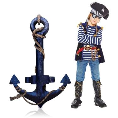 Imagem de DoubleFill Decoração de festa com recorte de âncora náutica de 1,2 m, adereços de navio pirata, adereços para fotos de corda de gancho náutico grande para festa de Halloween, decoração de casa ao ar