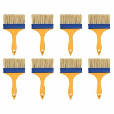 Imagem de HARFINGTON 8 pincéis de tinta de 11 cm, sem lascas, cerdas de nylon com cabo plástico amarelo para pinturas, artesanato, vernizes, colas, gesso, parede, móveis, cercas, decks