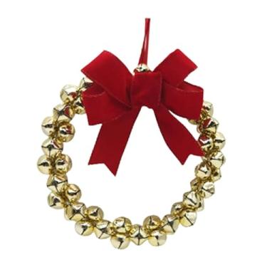 Imagem de oshhni Guirlanda de Natal com Sino, Pequeno Enfeite Decorativo com Laço, Ideal para Lareira Externa, Janela ou Parede, Style C
