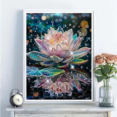 Imagem de Kits de arte de diamante 5D para adultos - kits de pintura de diamante de flores faça você mesmo, broca redonda completa - artesanato de ponto cruz bordado de cristal para decoração de parede