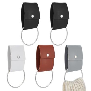 Imagem de NBEADS 5 peças 4 cores suporte de anel de toalha, suporte de toalhas de couro PU com alça de toalhas para varões e prateleiras para casa de fazenda, decoração de casa, banheiro, cozinha, quarto