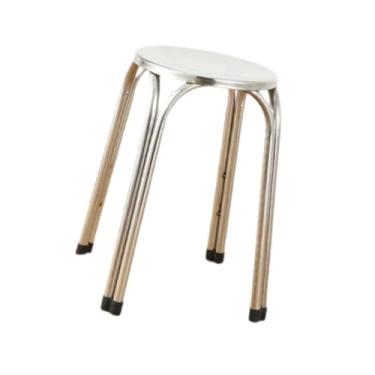 Imagem de IEUDNS Bancos empilháveis, bancos de aço inoxidável, comerciais práticos para sala de aula, redondos para sala de jantar e jardim, 47cm