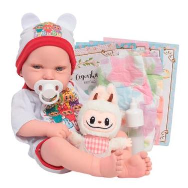 Imagem de Boneca Bebê Reborn De Silicone Pode Banho Com Kit Itens - Cegonha Rebo