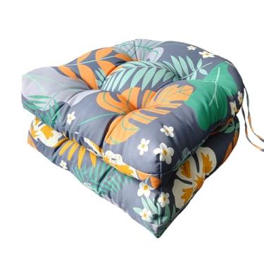 Imagem de Wadser Pacote com 2 almofadas para cadeira ao ar livre, almofada de assento repelente de água, almofadas de vime florais para móveis de pátio, cadeiras de balanço de jardim, cadeira de jantar, 48 x 48