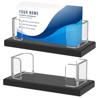 Imagem de ZJRDYYK 2 peças de porta-cartões de visita horizontais para mesa de escritório, porta-cartões de nome podem conter 50 a 60 folhas, organizador de cartões de nome para escritório, casa