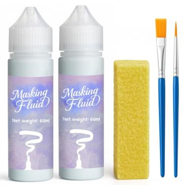 Imagem de 1DFAUL Fluido de mascaramento de 120 ml para pintura em aquarela, fluido de máscara de aquarela, espaço branco preciso, fácil de remover, látex à base de água, para artistas, iniciantes, proteção de