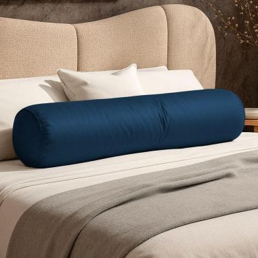 Imagem de Almofada Travesseiro Bastão Tubo Rolo Dot 140cm Macia Veludo Azul Marinho - Desk Design