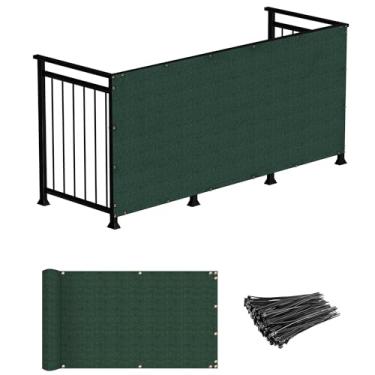 Imagem de Windscreen4less Tela de privacidade para varanda de 8,5 x 38 cm, tela de malha de apartamento, varanda com fecho de correr, capa de cerca de corrente, proteção UV para pátio externo, quintal, piscina,