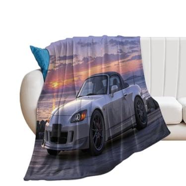 Imagem de HouLaiZhe Cobertor super macio de flanela clássico JDM carro S2000 nascer do sol cobertores leves refrescantes para sofá-cama cadeira sofá carro viagem ao ar livre leve quente 101,6 cm x 152,4 cm