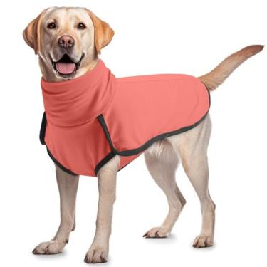 Imagem de ROZKITCH Casaco de inverno para cães, pulôver macio, para animais de estimação, à prova de vento, quente, frio, colete, macacão, roupa para pequeno, médio, grande, gigante, caminhada, viagem, laranja