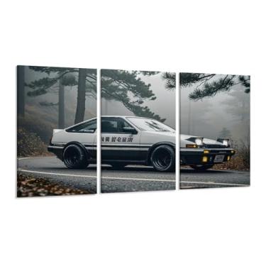 Imagem de HUIROBO Pôster de neblina grossa Jdm Sports Car Ae86 arte de parede em tela para sala de estar quarto decoração de casa escritório pintura pôsteres (30 x 60 cm) × 3)