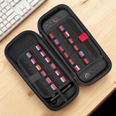 Imagem de Large Carrying Case Compatible for Switch 2 & Nintendo Switch/OLED,Hard Shell Travel Bag with Carry Handle Compatible for Console Joy-Con Adapter,Secure Zippered Accessories Pocket 24 Game Slots
