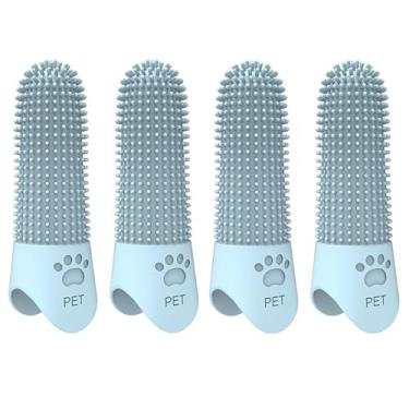 Imagem de Escova de dentes de silicone para cães e gatos – higiene bucal 360°, refrescamento do hálito, remoção de manchas e tártaro, macia de grau alimentício, design longo, reutilizável, para animais de