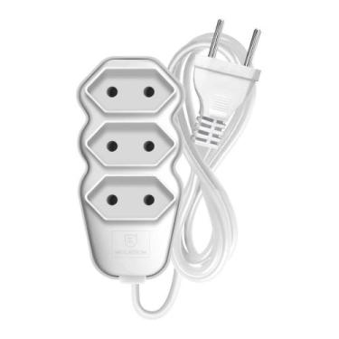 Imagem de Extensão Megatron Fio Paralelo 2 x 0,75mm 5m Branca 3 Tomadas