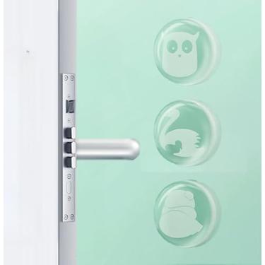 Imagem de Batente de porta para protetor de parede, protetor de parede, protetor de para-choques de maçanetas, transparente, fofo, lavável, reutilizável, autoadesivo