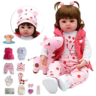 Imagem de Boneca Bebê Reborn Realista Em Silicone Girafinha Acessórios - ToysMar
