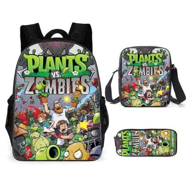 Imagem de Conjunto de mochilas Plants Zombies Cartoon Kids School 3 unidades