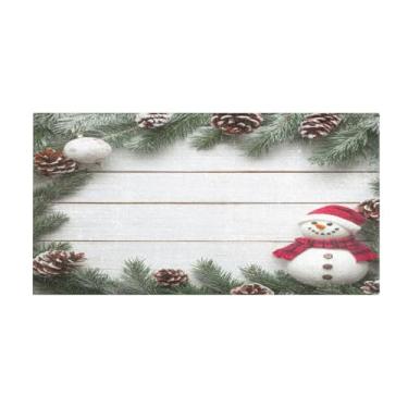 Imagem de Burbuja Tapete de corredor, planta de Natal, boneco de neve, madeira, pelúcia, antiderrapante, tapete de borracha para corredor, quarto, sala de estar, decoração de entrada, lavável na máquina, 51 x
