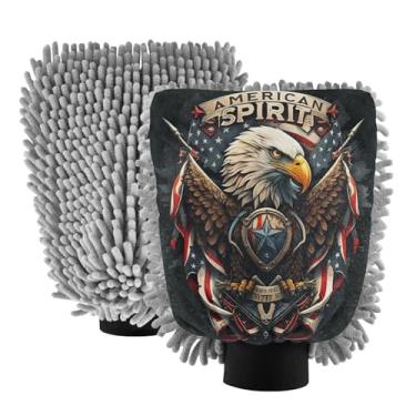 Imagem de STAYTOP Luvas de lavagem de carro American Eagle, 2 peças, luvas de microfibra de chenille, sem arranhões, panos de esponja de lavagem ultra absorventes para carros, limpeza doméstica - M