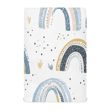 Imagem de xigua Lençóis de berço arco-íris para meninas e meninos, lençol macio e respirável adequado para berço padrão e cama infantil 71 x 132 cm