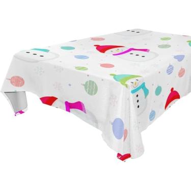 Imagem de Burbuja Toalha de mesa de boneco de neve, toalha de mesa quadrada anti-rugas grossa para decoração de jantar, cozinha, festa, 137 x 137 cm