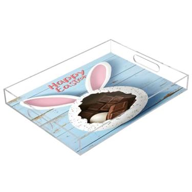 Imagem de STAYTOP Bandeja de acrílico para servir ovos de páscoa, 15,7 x 11,20 cm, bandejas decorativas à prova de derramamento, organizador de bancada para café da manhã, chá, comida, maquiagem