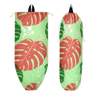 Imagem de xigua Monstera Leaves Suporte de parede para saco de plástico com cordão, 1 pacote, reutilizável para decoração de bolsas, meias, roupas íntimas e gravatas