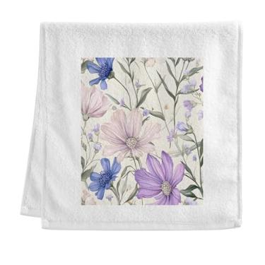 Imagem de CEBUGI Toalhas de banho premium - Toalhas de algodão macio para lavar o rosto - Toalhas de banho de mão persistentes para cuidados com a pele do banheiro | 40 x 75 cm | Flores | Pacote com 2