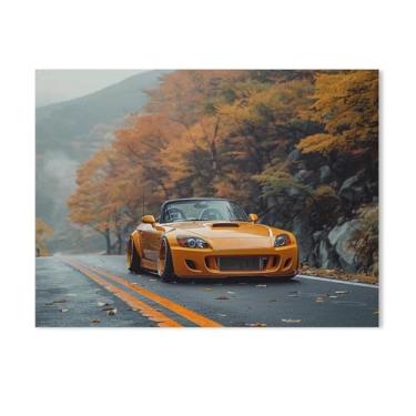 Imagem de HouLaiZhe S2000 Jdm Carro Folhas de Outono Cartazes Tela Estética Sala Decoração de Parede Impressões Galeria Sala Decoração de Parede para Quarto Sala de Estar Escritório 18 x 24 polegadas (45 x 60