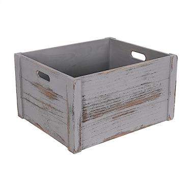Imagem de Suporte para armazenamento de CDs Caixa de armazenamento registro vinil, caixa vintage retro com alça, suporte álbum madeira organizador(Gray)