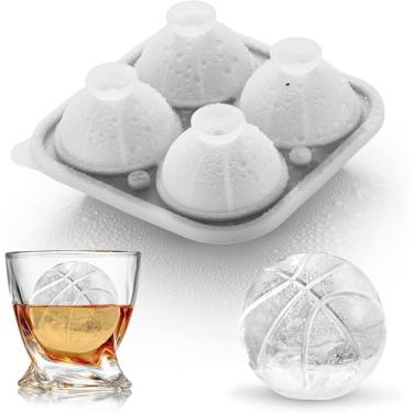 Imagem de Moldes de Cubos Gelo Basquete Silicone Presentes Novos com Formas Grandes e Divertidas para Dias Jogo Whiskey Cocktails