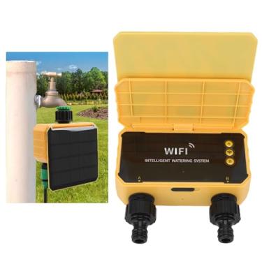 Imagem de SUNGOOYUE Temporizador de Rega, Wifi 2 Tomadas Irrigação Automática Temporizador de Aspersão Movido a Energia Solar Com Sensor de Chuva para Jardim Gramado Quintal Varanda