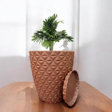 Imagem de Vaso Decoratico Planta Flor Coluna Diamante 29x26 Jardim Varanda Polietileno (Marrom)