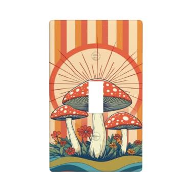 Imagem de Indokyeyqaz Placa decorativa de parede para interruptor de luz de interruptor de cogumelos vermelhos, 1 placa de interruptor de grupo e tampas de tomada 7 x 11,4 cm para quarto, banheiro, cozinha
