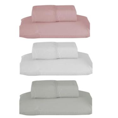 Imagem de Kit 3 Jogos de Lençol Solteiro com Elástico, 188x88x30cm, 80% Algodão 20% Poliéster, Percal 180 Fios, Cores Variadas, Inclui 3 Lençóis e 3 Fronhas (Cor: Rosa/Branco/Cinza)
