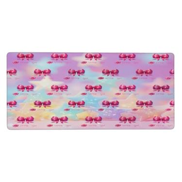 Imagem de Tapete de rato grande e colorido bonito com laço à prova d'água, tapete protetor de mesa estendido para computador, base de borracha antiderrapante para escritório, computador, teclado, laptop e mesa