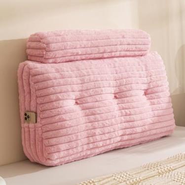 Imagem de HIGOGOGO Almofada triangular de cabeceira com almofada cilíndrica e enchimento de espuma de memória, almofadas de sofá-cama para sentar, ler ou trabalhar com capa removível, solteiro 100 x 50 cm