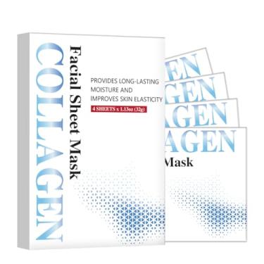 Imagem de Máscara de folha de colágeno – máscara facial firmadora e hidratante com peptídeos de colágeno, ácido hialurônico e extratos botânicos – minimiza rugas, restaura a elasticidade diária de cuidados com