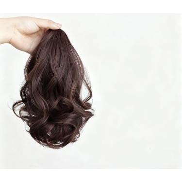 Imagem de Extensões de cabelo humano real com clipe para mulheres, extensões de cabelo castanho encaracolado realce extensões de cabelo humano com clipe macio