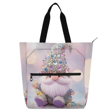 Imagem de GAIGEO Sacolas femininas com estampa de gnomo fofas para trabalho, lona, faculdade, escola, bolsas de professores, bolsas com compartimentos