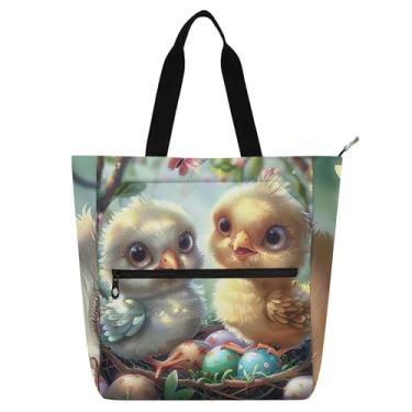 Imagem de GAIGEO Lindas bolsas de trabalho para pintinhos de galinhas para mulheres bolsas de lona para escola universitária bolsas femininas presente para amantes de livros