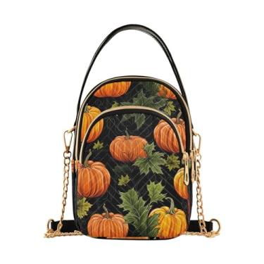 Imagem de Bolsa de ombro transversal floral preta e cinza, bolsas transversais femininas, bolsas transversais femininas, Abóboras em preto - 1, One Size