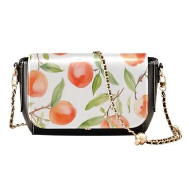 Imagem de GAIGEO Bolsa de ombro de campo de girassol com bolso, bolsas femininas de couro, bolsa de ombro de couro sintético para mulheres, Aquarela pêssego 3, One Size