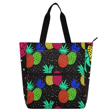 Imagem de Sacolas femininas de bolinhas de abacaxi, para trabalho, lona, praia, livro, sacola com zíper, lindas bolsas infantis, presente para amantes de livros